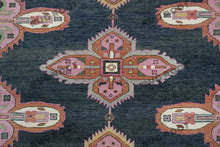 Load image into Gallery viewer, Emerald &amp; Navy Tapestry | Handwoven Turkish Oushak Rug with Pink Accents | Wool
