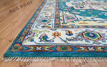 Load image into Gallery viewer, Hand Knotted Harmony | Soft Teal &amp; Ivory Turkish Wool Rug
