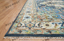 Load image into Gallery viewer, Global Treasures | Handcrafted Turkish Rug in Blue and White with Vintage Flair
