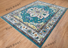 Load image into Gallery viewer, Hand Knotted Harmony | Soft Teal &amp; Ivory Turkish Wool Rug

