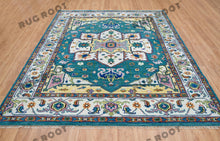 Load image into Gallery viewer, Hand Knotted Harmony | Soft Teal &amp; Ivory Turkish Wool Rug
